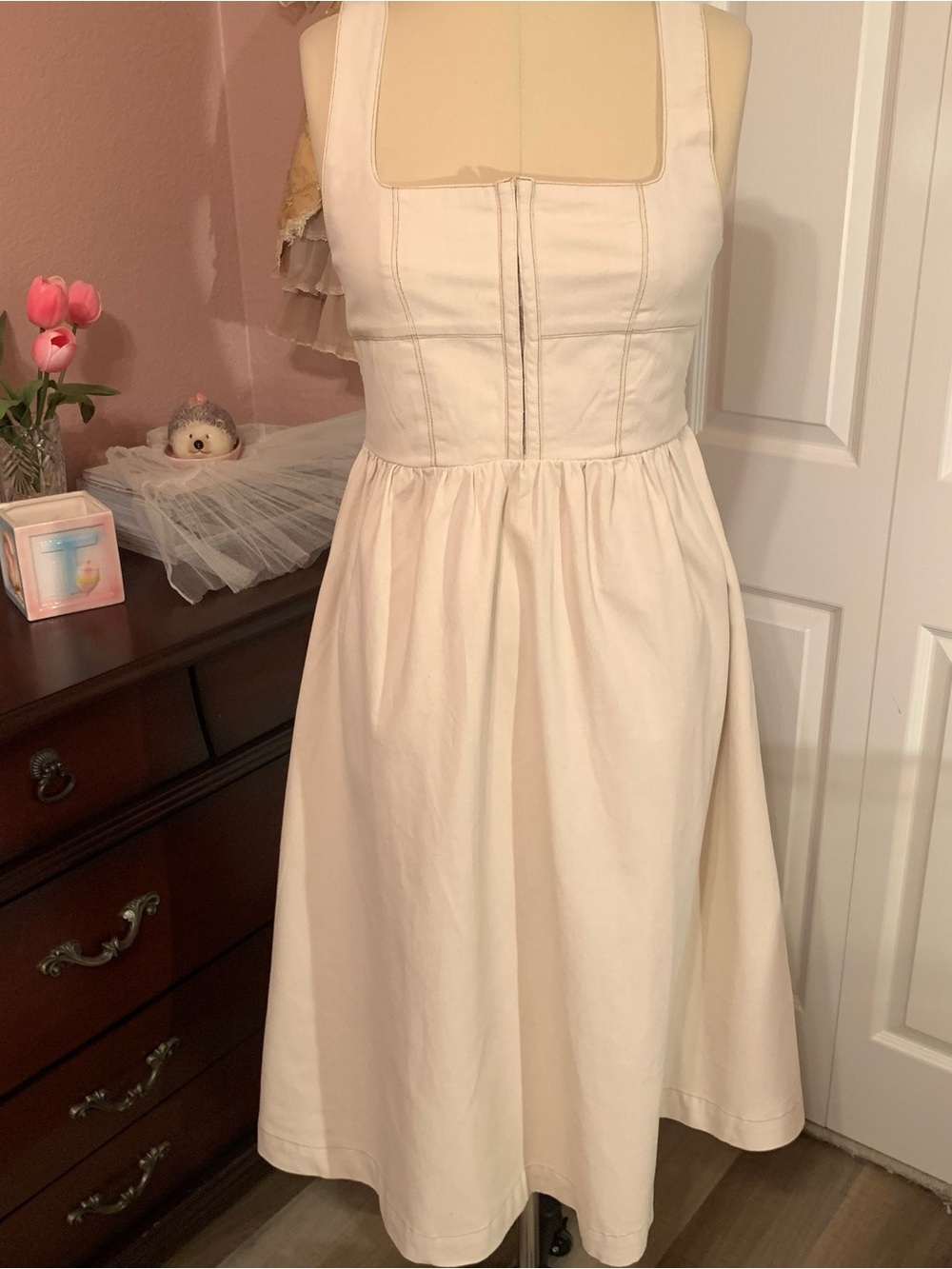 LONE STAR Cream Square-Neck  Sundress